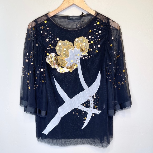 Maria Grazia Severi Tops - Maria Grazia Severi | NWT Embellished Mesh Blouse